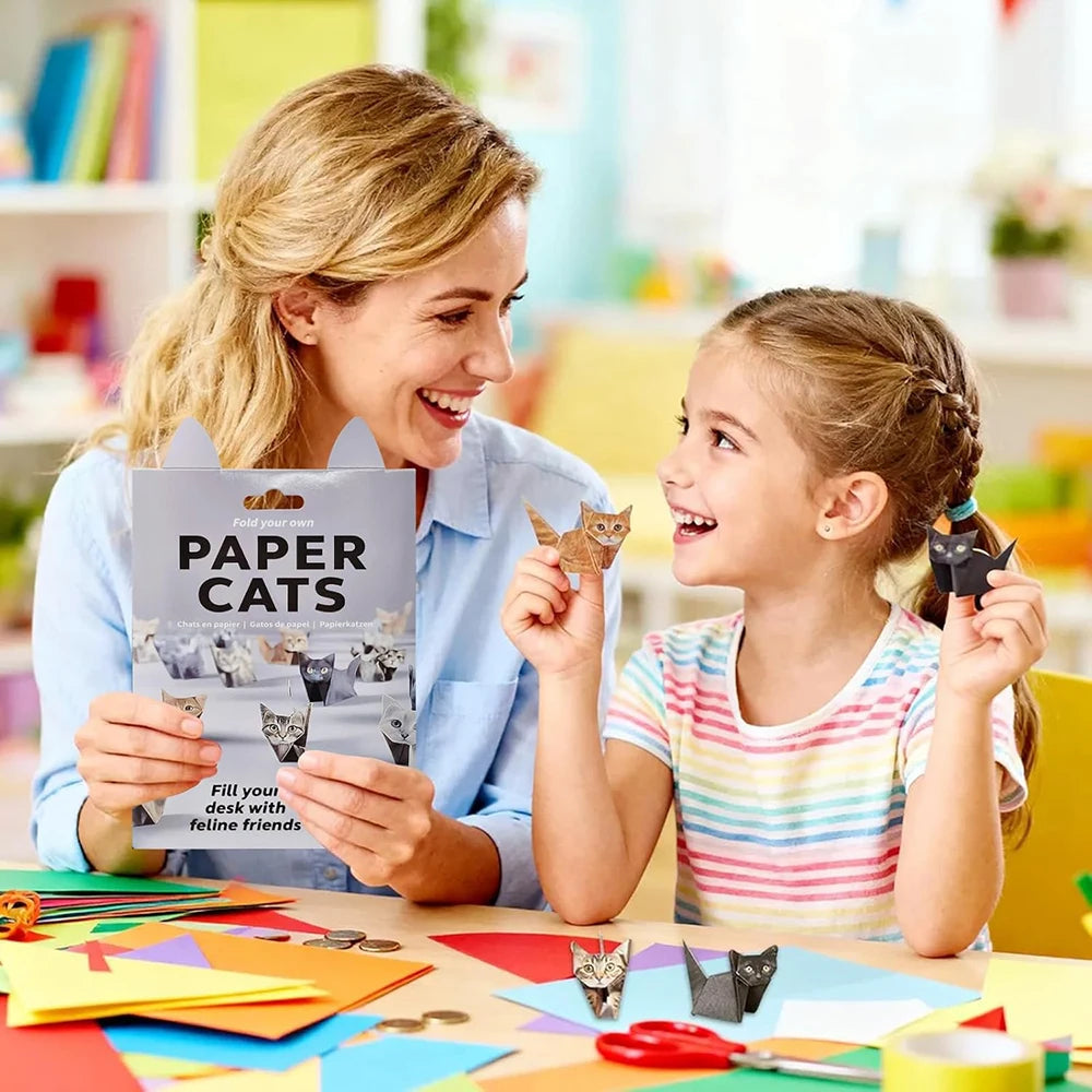 DIY 3D Origami Cats & Dogs Paper Kit – 50/100 Sheets with Pre-Creased Lines for Desk Decor & Gifts