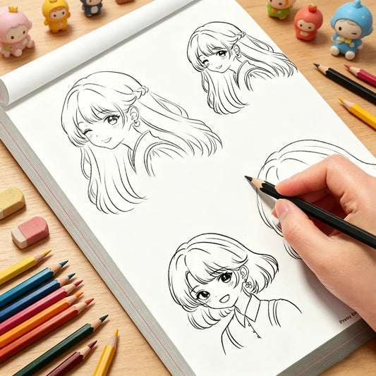 Comic Beautiful Girls Drawing Book 32 Pages Beginner-friendly Manga Peaceful Pleasures Health and Wellness