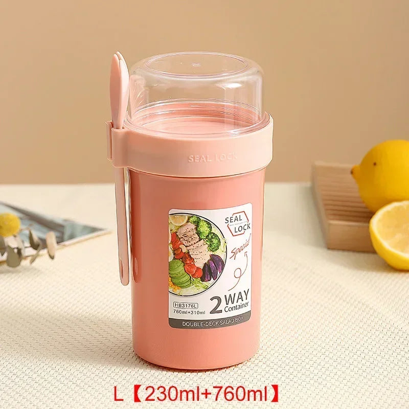 Portable Salad Cup with Lid & Fork – Leakproof Meal Prep