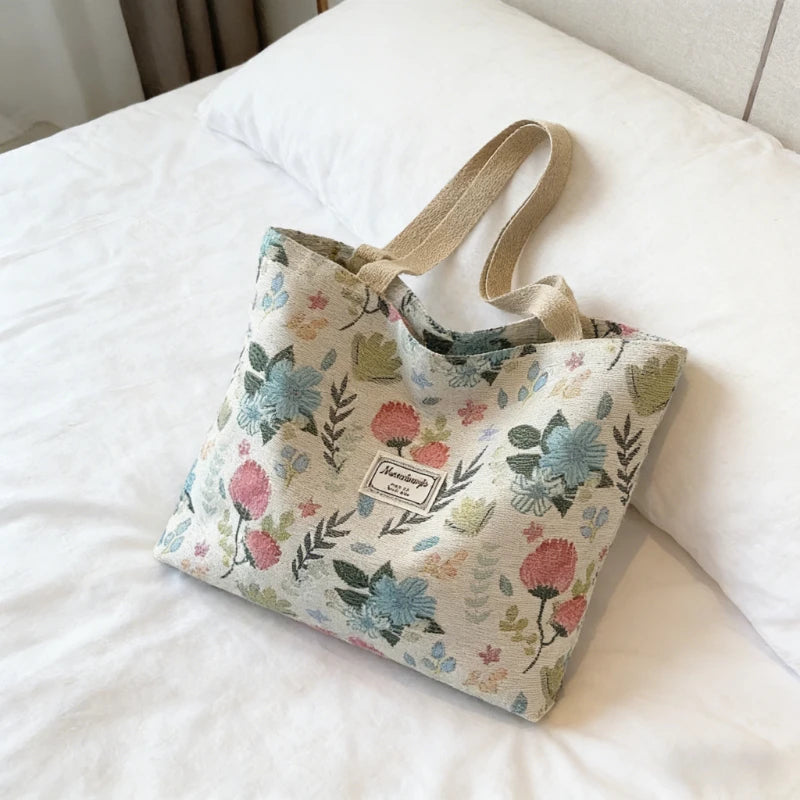 Large Capacity Niche Shoulder Bag Women New Canvas Tote Bag Class Handbag Commuter Tote Bag Fashion Versatile Casual Daily Bags Peaceful Pleasures Health and Wellness