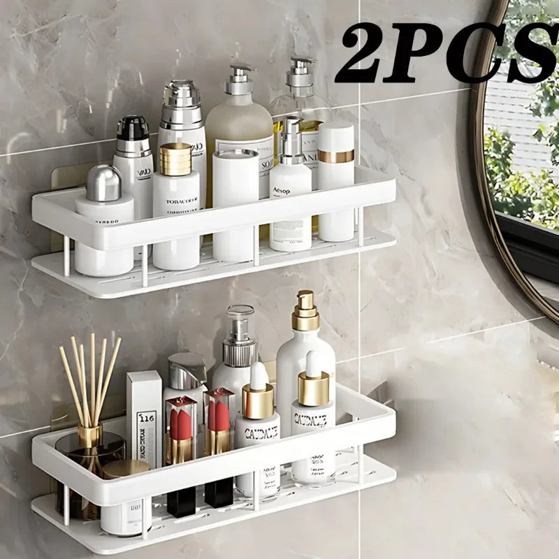 2-Pack No-Drill Aluminum Shower Shelf | Bathroom Storage Rack