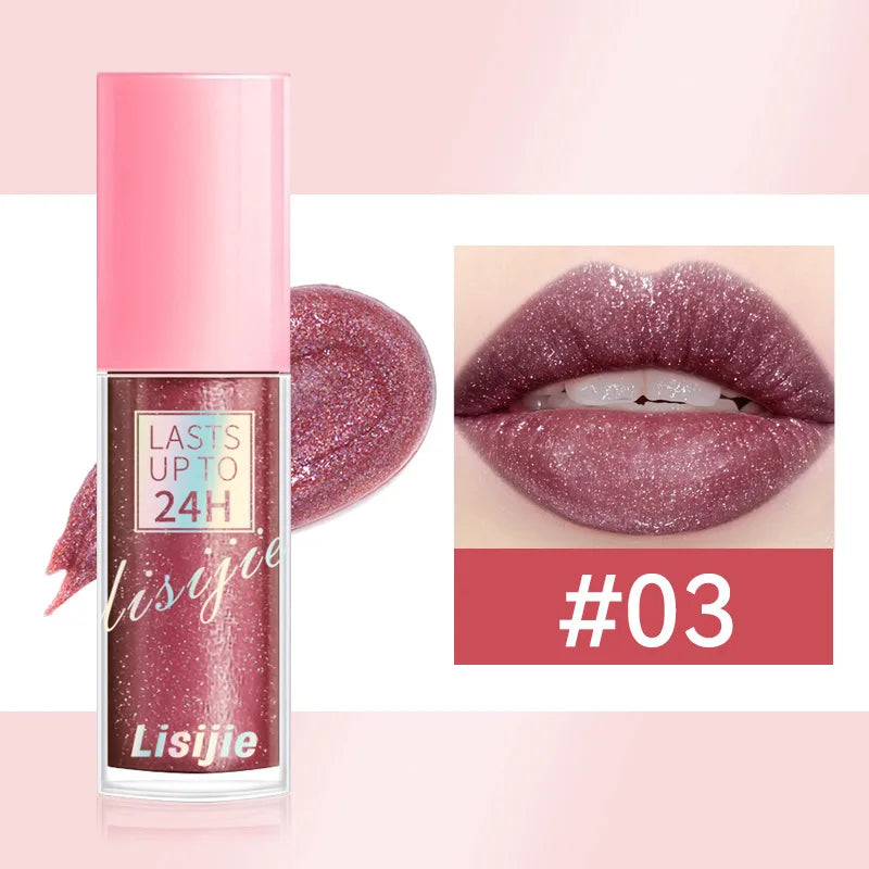 Diamonds Glitter Lip Gloss – 24H Waterproof Pearl Lipstick