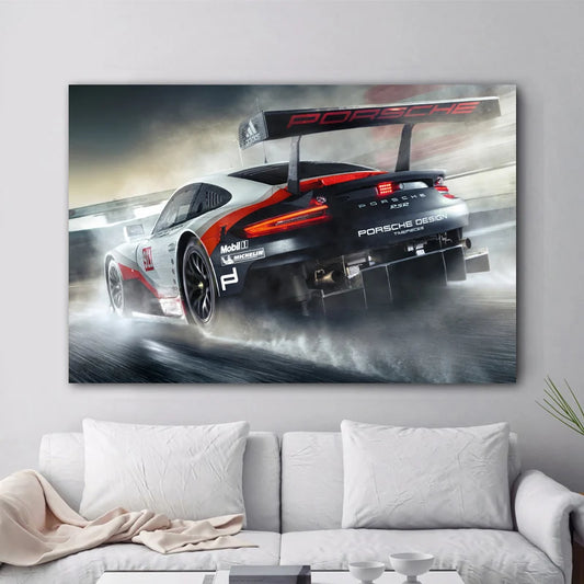 Modern Canvas Art 911 RSR Racing Car Back View Vehicle Poster Painting Living Room Wall Picture Print Modular Home Decor Peaceful Pleasures Health and Wellness