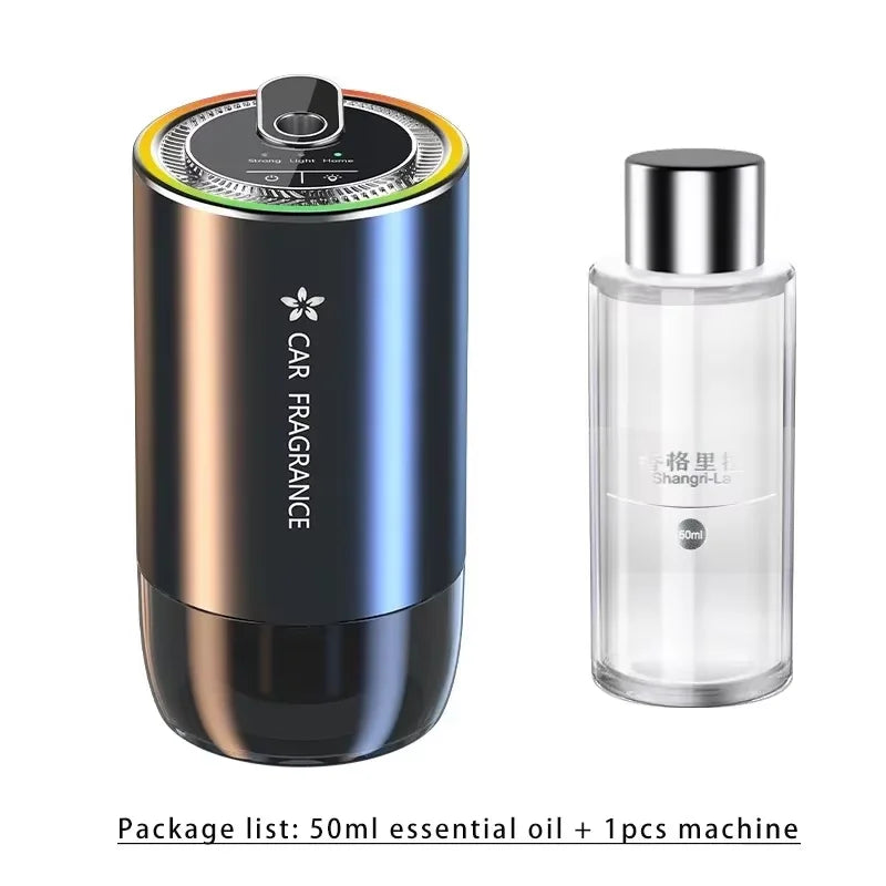 Car Aroma Diffuser Air Refresher LED Light Starry Projection Light Home Perfume Auto Air Purifier Aromatherapy Car Humidifier Peaceful Pleasures Health and Wellness With 50ml Shangri-La