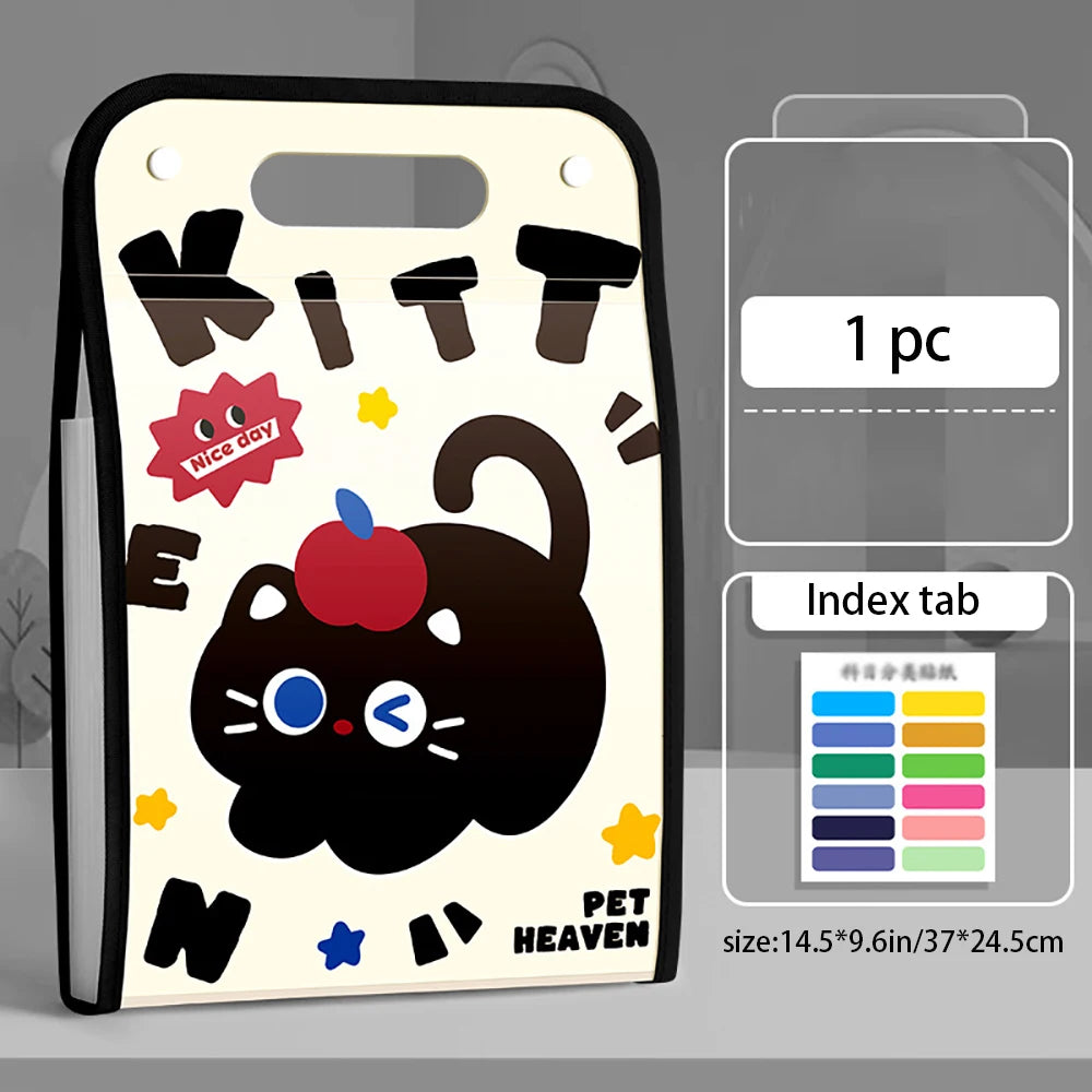 13 Layer Cartoon Large Capacity Document Storage Bag Student A4