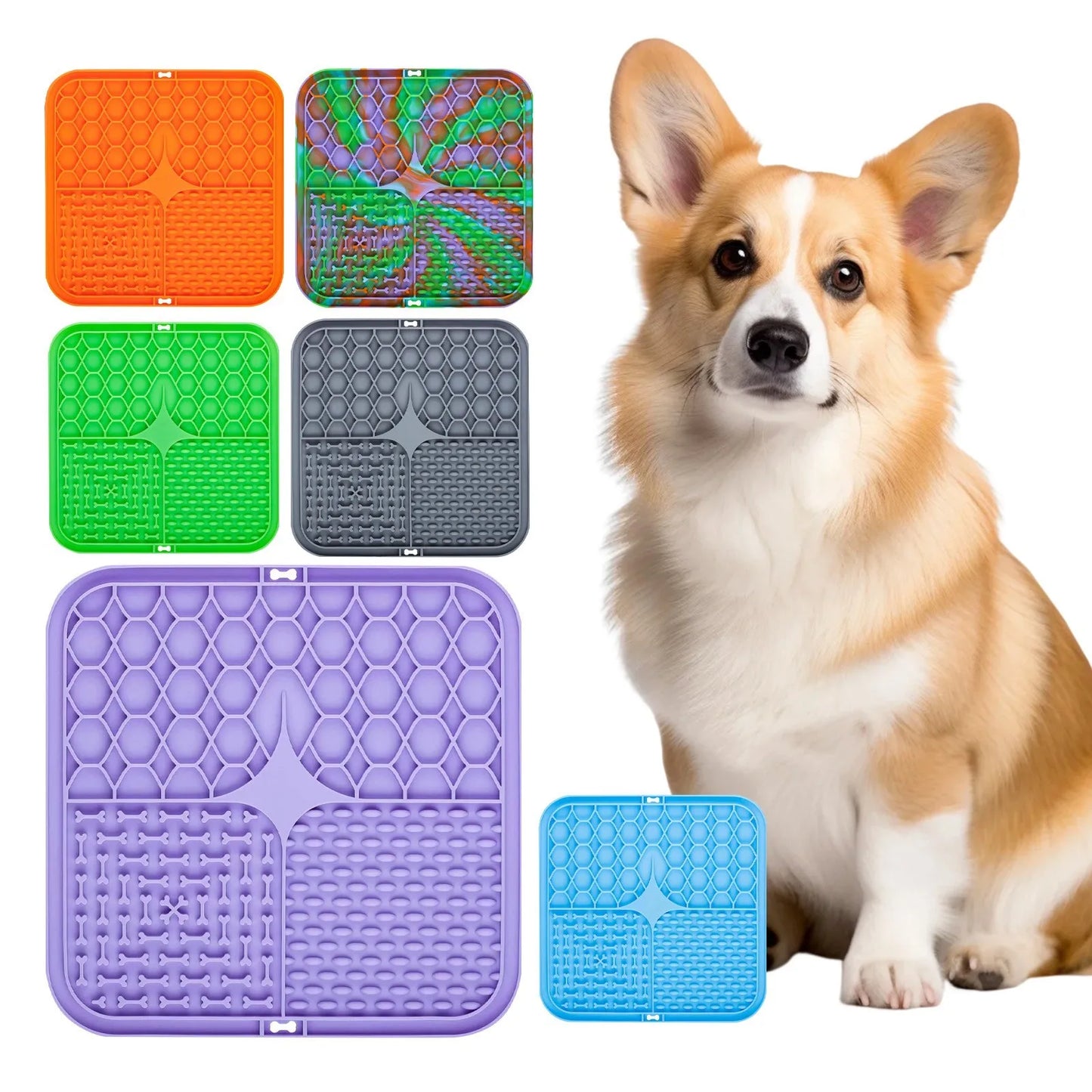 Silicone Dog Lick Mat with Suction Cups | Slow Feeder Pad