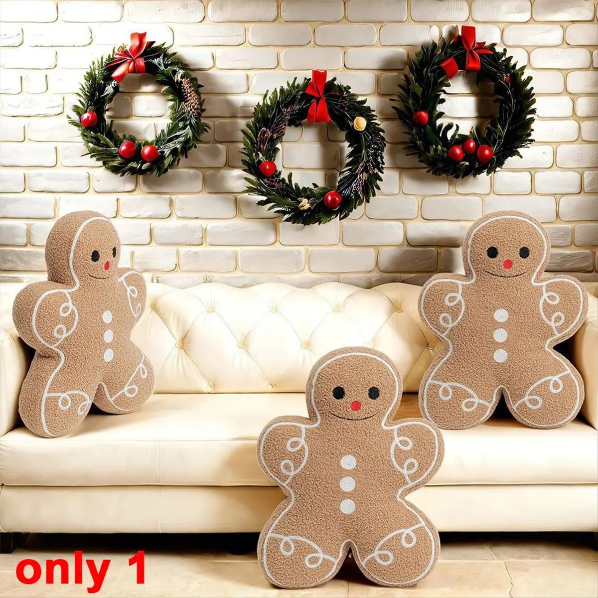 Gingerbread Man Christmas Throw Pillow – Festive Plush Cushion Peaceful Pleasures Health and Wellness