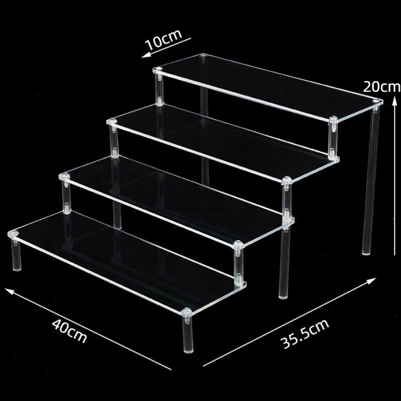 1-5 Tier Acrylic Display Stand Clear Display Riser Rack for Cupcake Perfume Doll Décor Organizer Amiibo Funko POP Figures DC05 Peaceful Pleasures Health and Wellness 4 tier 40x10