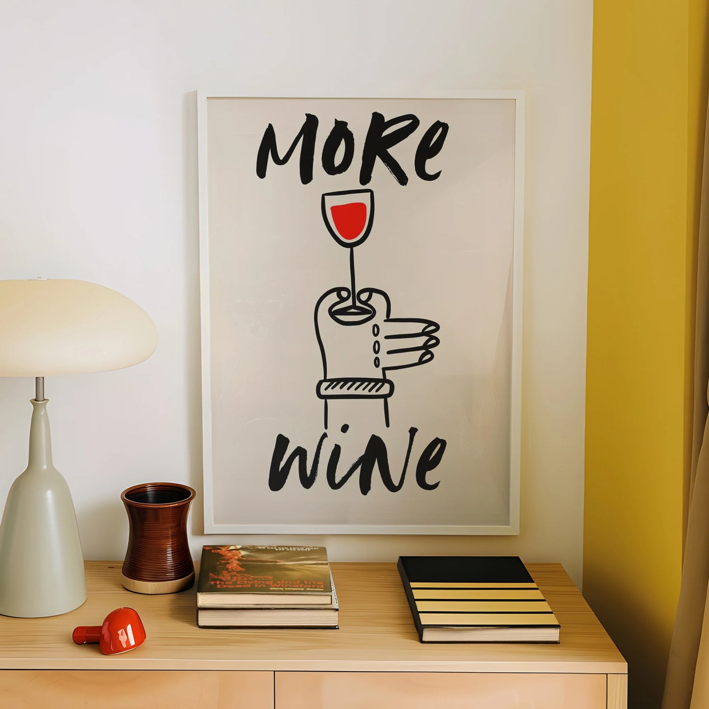 Modern Minimalist "More Wine" Canvas Wall Art Print | Home Decor