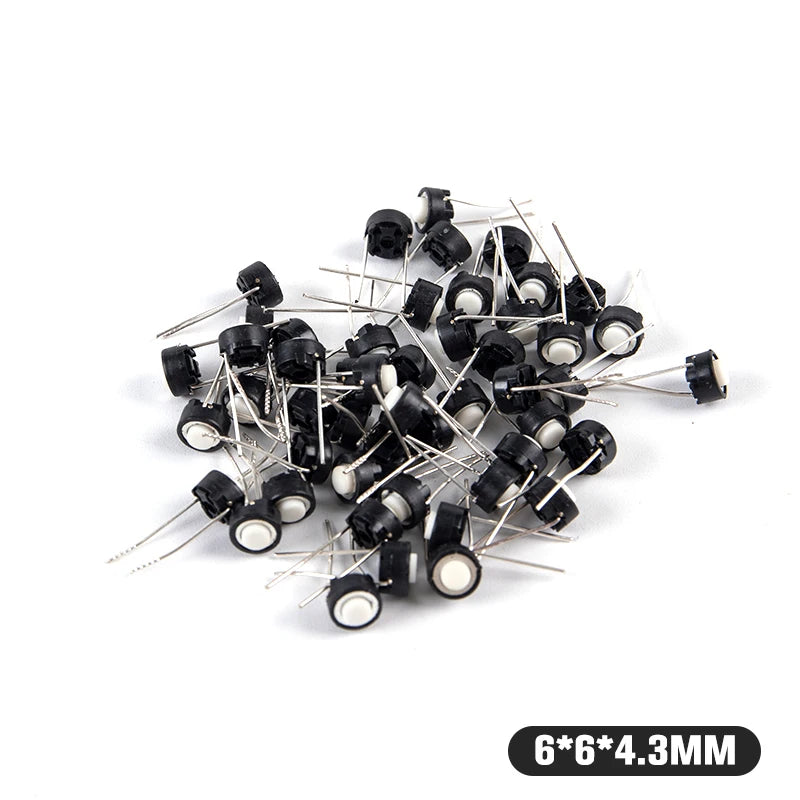 50pcs DIP Tactile Push Button Micro Switch 6x6x4.3/5mm