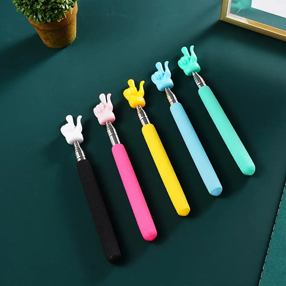 Colorful Finger Design Retractable Teacher Pointer Anti-slip Handle Teaching Guide Pointer Teaching Stick Whiteboard Pointer Peaceful Pleasures Health and Wellness