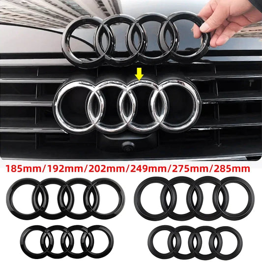 Black 4-Ring ABS Emblem Badge for Audi A3 A4 A5 A6 Q3 Q5 Q8 Car Emblem Badge Peaceful Pleasures Health and Wellness