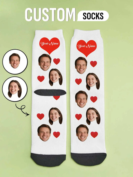 Custom Face Socks Personalized Photo Socks Customizable Funny Socks with Your Picture Two Sizes Available Unique Gift for Couple Peaceful Pleasures Health and Wellness