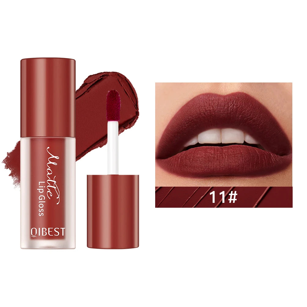 QIBEST Sexy Red Lasting Velvet Matte Lip Gloss Waterproof Nonstick Cup Liquid Lipstick Makeup For Women Beauty Lip Glaze Tint Peaceful Pleasures Health and Wellness 11