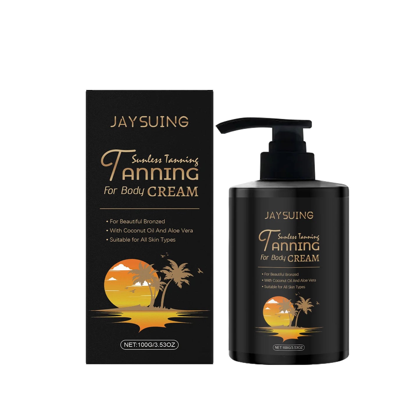 Moisturizing Tanning Cream Summer Sunless Self Tanner Body Face Repair Sun Damage Smooth Even out Skin Non-greasy Bronzer Lotion Peaceful Pleasures Health and Wellness 100g boxed