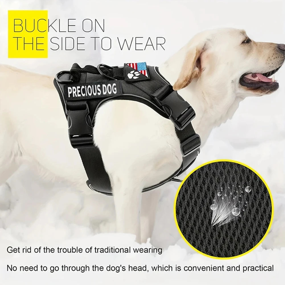 Reflective Service Dog Vest Harness with 5 Patches | Adjustable