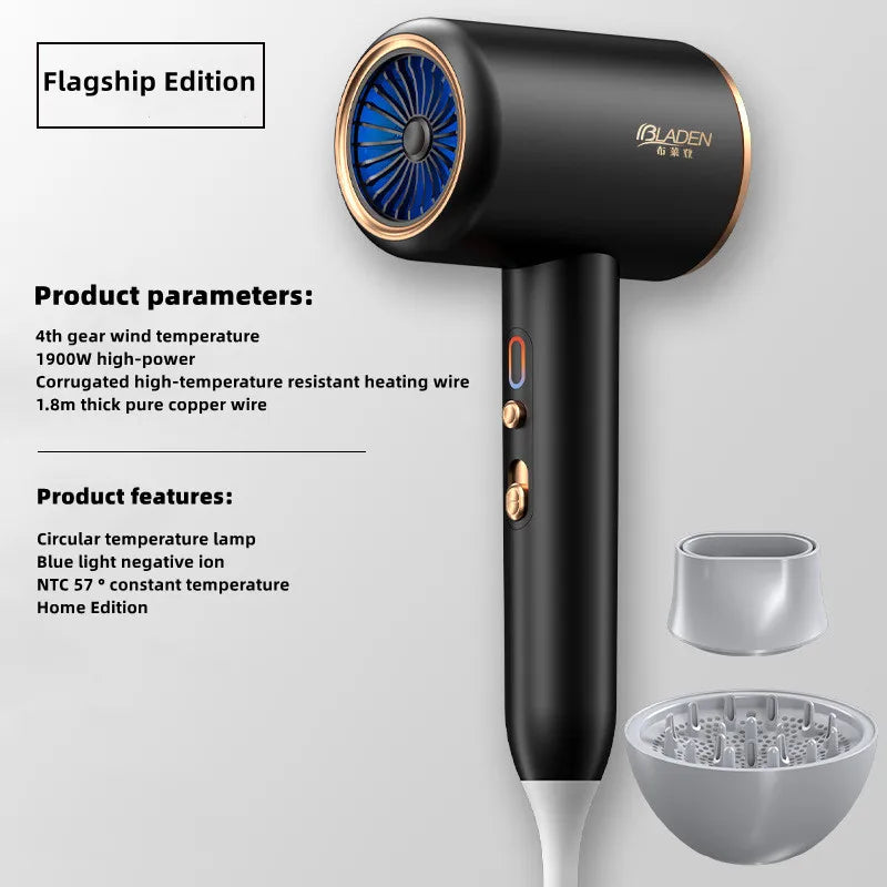 New Generation High-Speed Hair Dryer 2400W High-Power Blue Light Negative Ion Ultra Silent Recommended For Home Hair Salons Peaceful Pleasures Health and Wellness A US