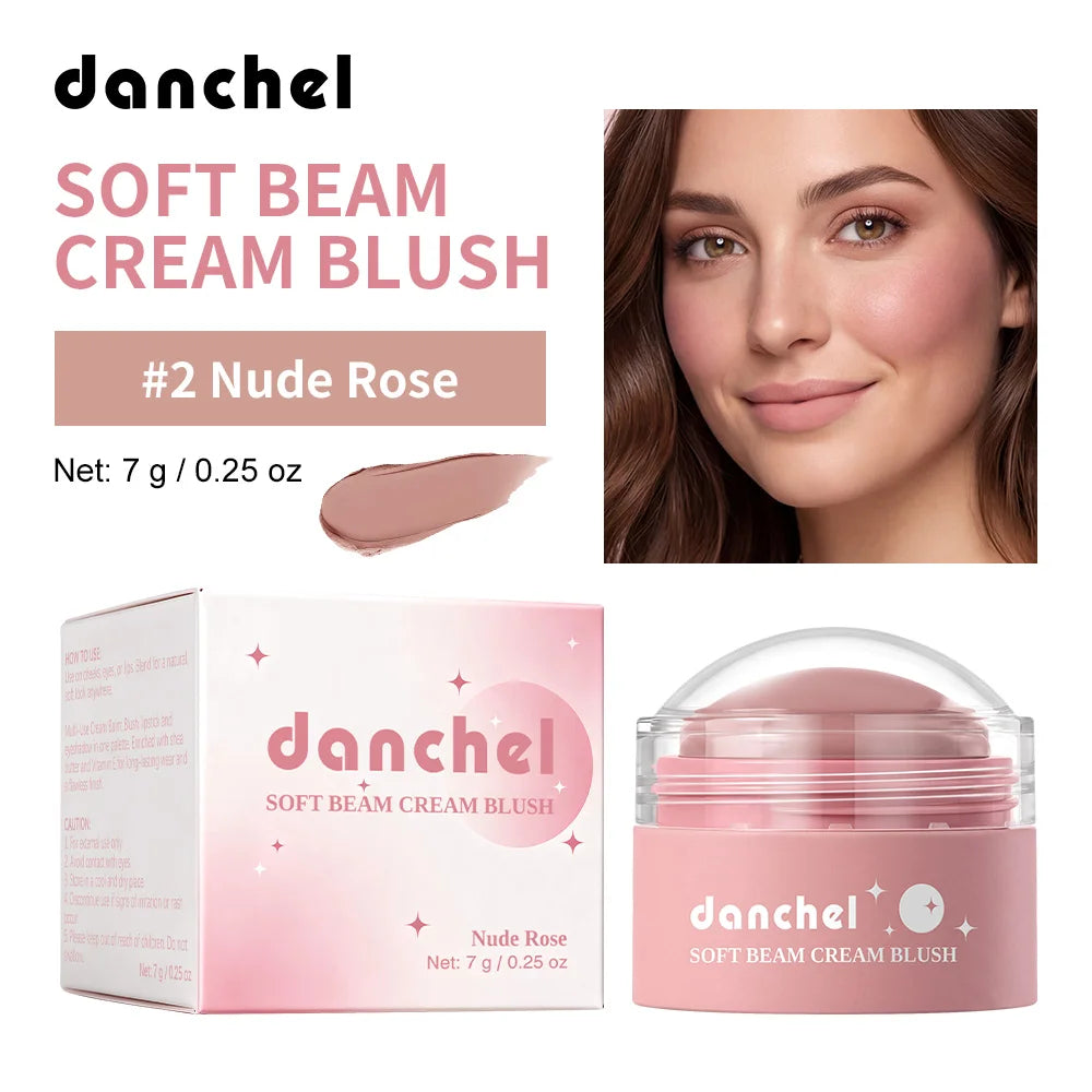 Soft Beam Blush Cream Multi Purpose Lipstick, Eye Shadow, Powder Blusher Long Lasting Makeup Smooth Creamy Texture Blusher Cream Peaceful Pleasures Health and Wellness Nude Rose