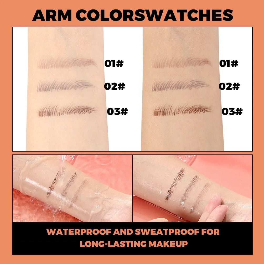QIBEST 2 Point Wild Eyebrow Pencil Long-Lasting Easy Grip Waterproof Thin Liquid Silkworm Brow Pen Cosmetics Eyebrow Tattoo Peaceful Pleasures Health and Wellness