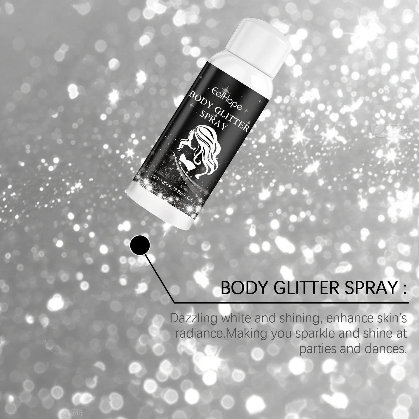 Eelhope Body & Face Glitter Spray – Shimmer Highlighter 100ml