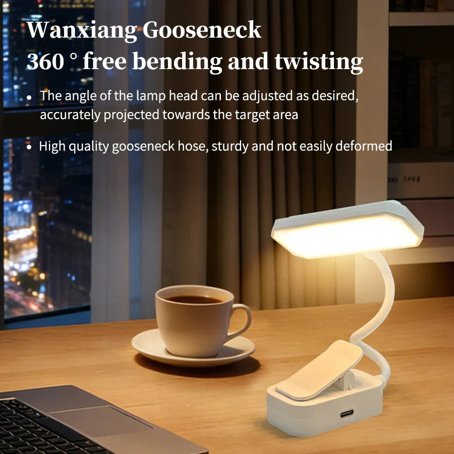 GGBEE LED Clip-On Desk Lamp – Rechargeable, 3 Color Modes