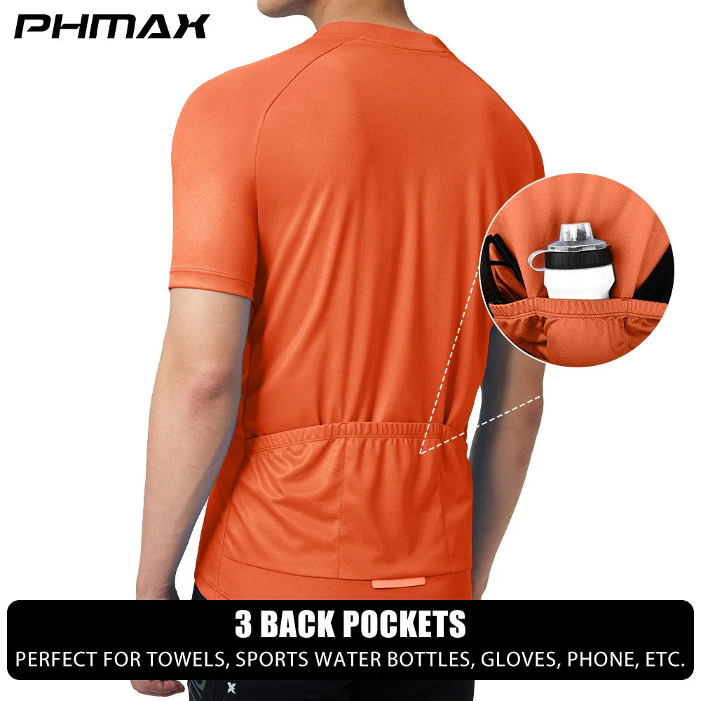 PHMAX Men's Cycling Jersey – Breathable, Quick-Dry & Reflective