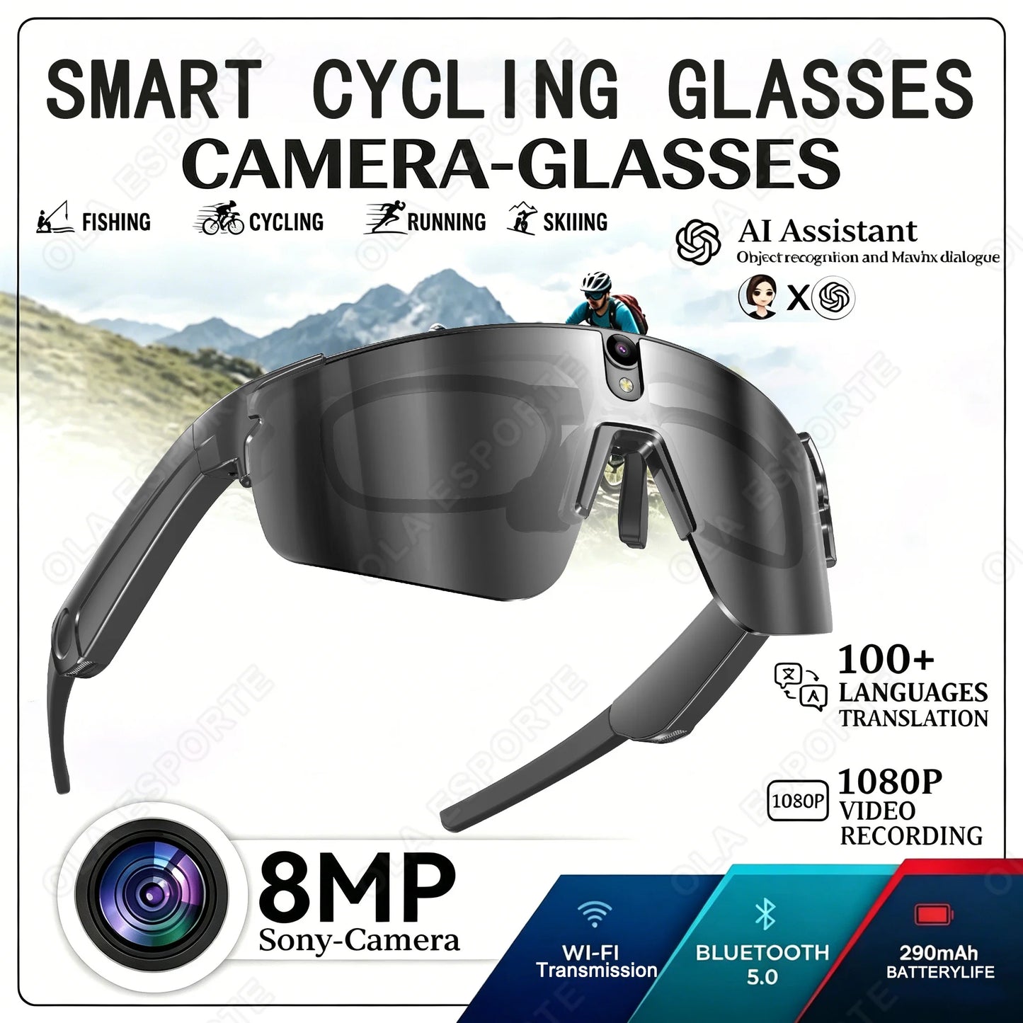AI Smart Cycling Glasses Men 800W Camera Video with Translation Sunglasses Call Music 4K HD Color Change Sports Glasses 2026 New Peaceful Pleasures Health and Wellness Bk-Bk