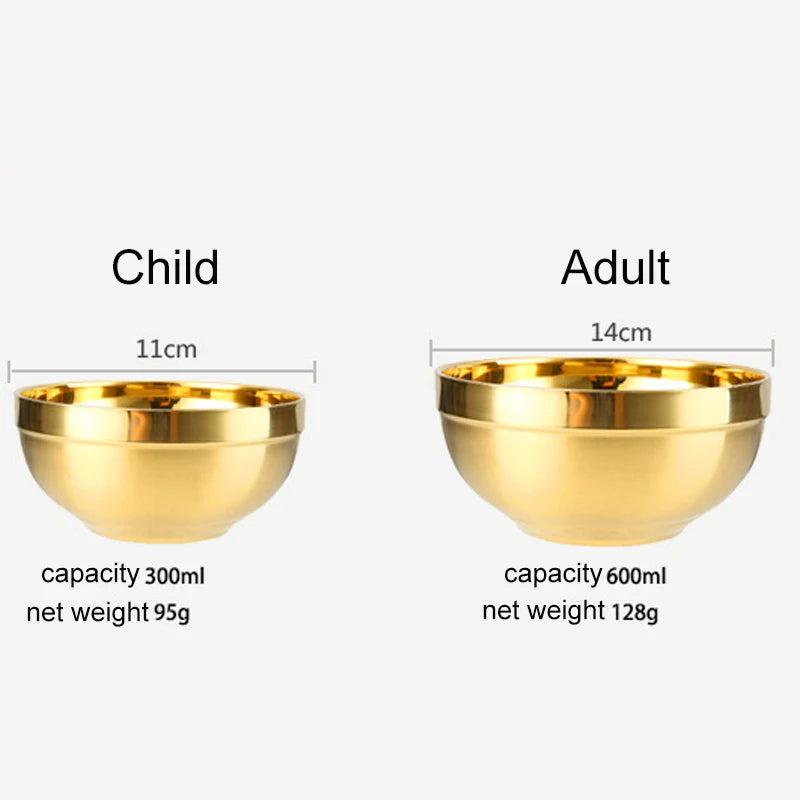 304 Stainless Steel Gold Bowl Household Kitchen Cooking Utensils Ideal for Preparing or Storing Food Peaceful Pleasures Health and Wellness