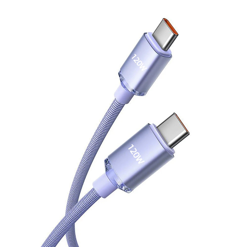 120W PD Type C Cable 0.25M/1M/1.5M/2M Quick Charge Cord USB C Phone Data Cable Fast Charging For iPhone 17 Xiaomi Samsung Huawei Peaceful Pleasures Health and Wellness PURPLE 1m
