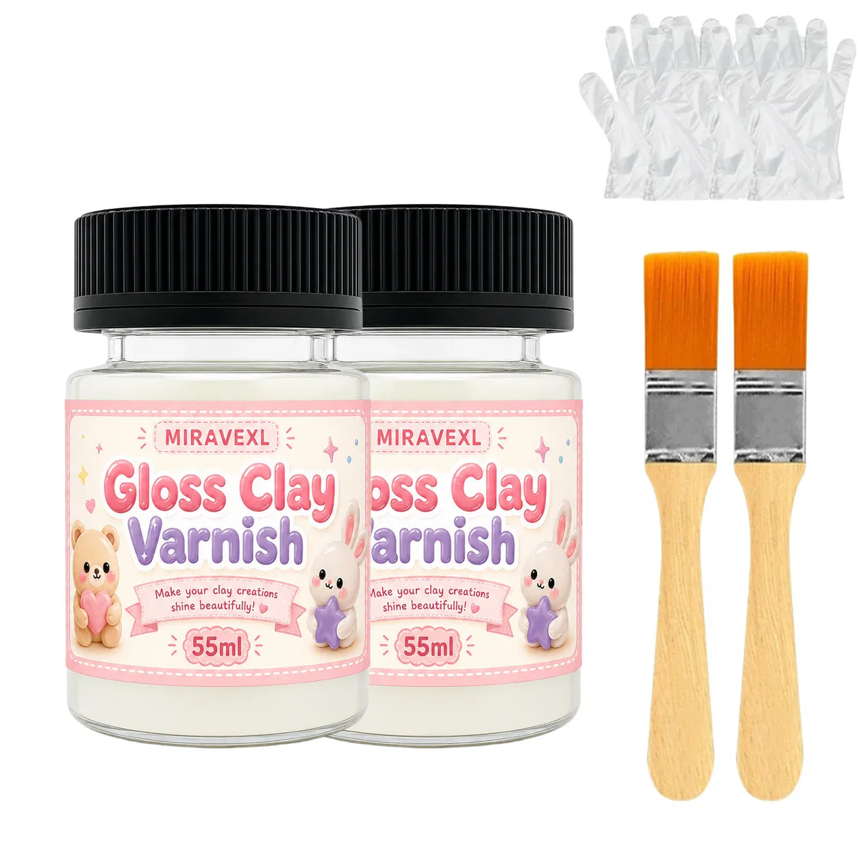 MIRAVEXL Gloss Clay Varnish 55ml | Polymer & Air-Dry Clay Sealer