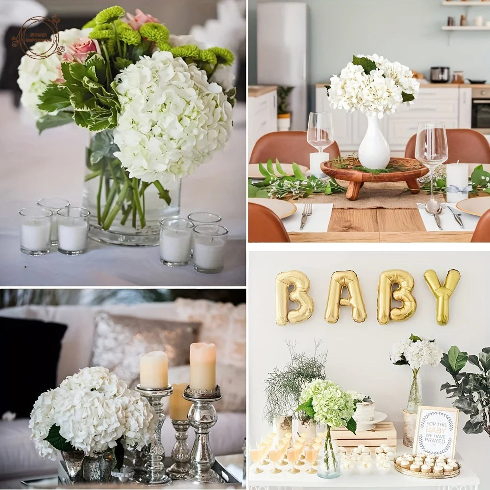 10pcs Silk Artificial Hydrangea Flowers with Stems | Wedding Decor
