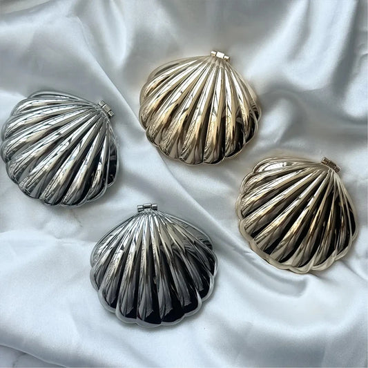 Personalized Seashell Compact Mirror | Bridesmaid Wedding Gift Personalized Compact Mirror Peaceful Pleasures Health and Wellness