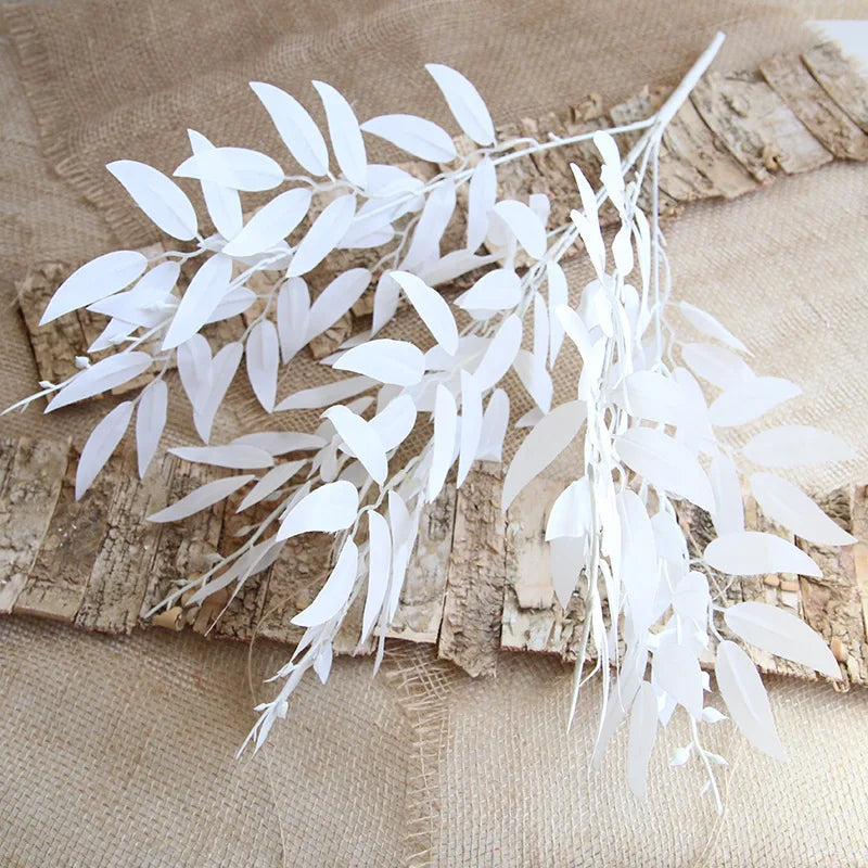 Silk Artificial Willow Bouquet | Fake Green Leaves for Home & Wedding