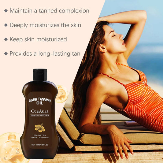 OceAura Coconut Tanning Oil – Deep Bronze Natural Glow Self-Tanning Oil Oasis Select