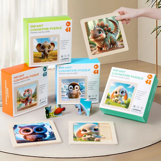 Bview Art Wooden Jigsaw Puzzles Kids Cartoon Animal Board Educational Peaceful Pleasures Health and Wellness