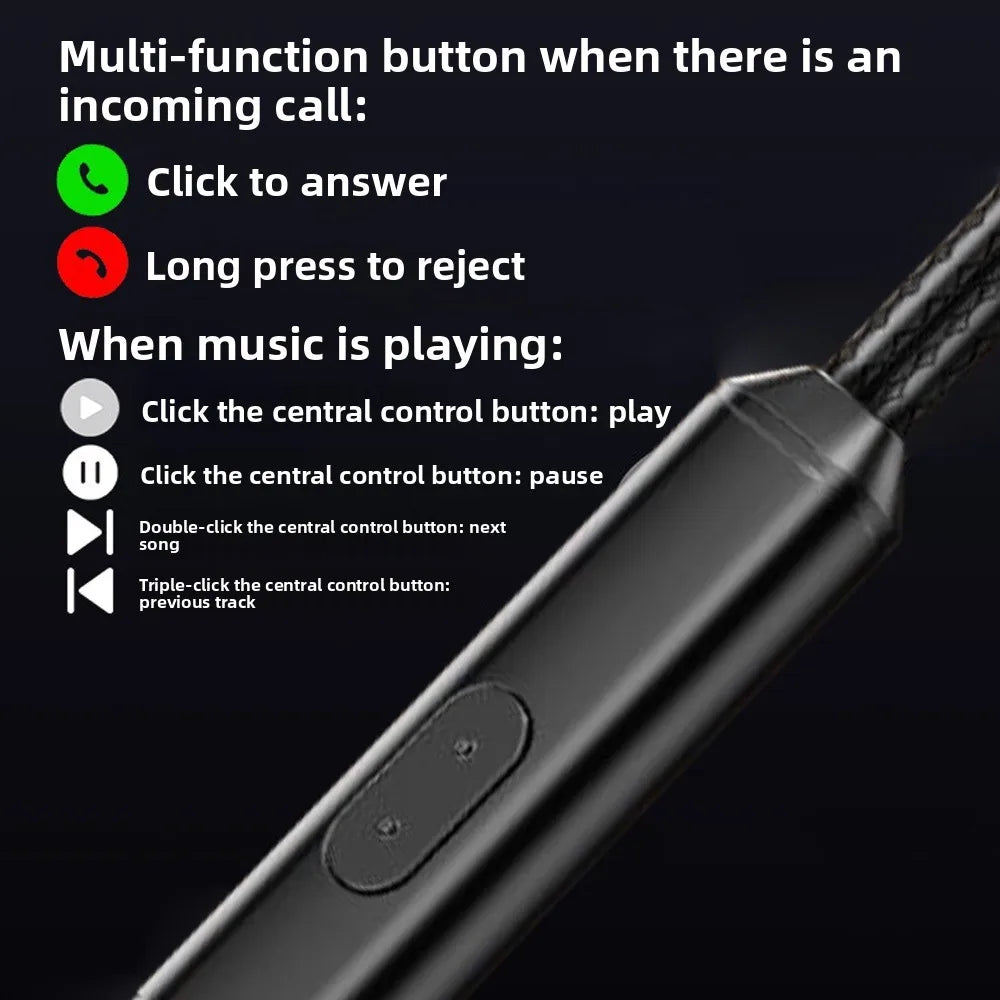 Wired Earphones 3.5mm & Type-C Heavy Bass In-Ear Headset + Mic