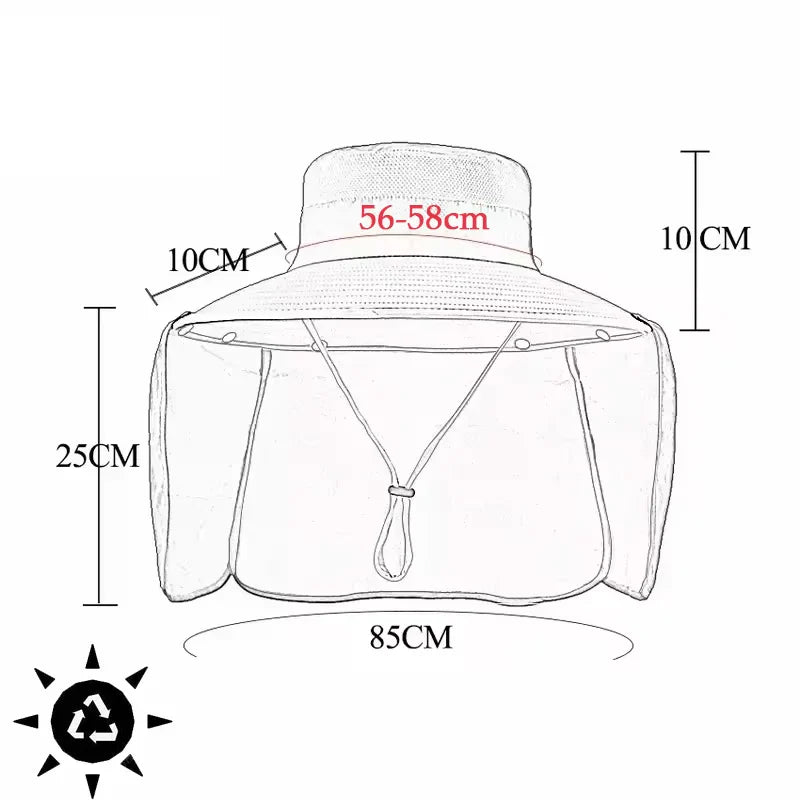 Men's Wide Brim Fishing Hat with Neck Flap | UV Sun Cap