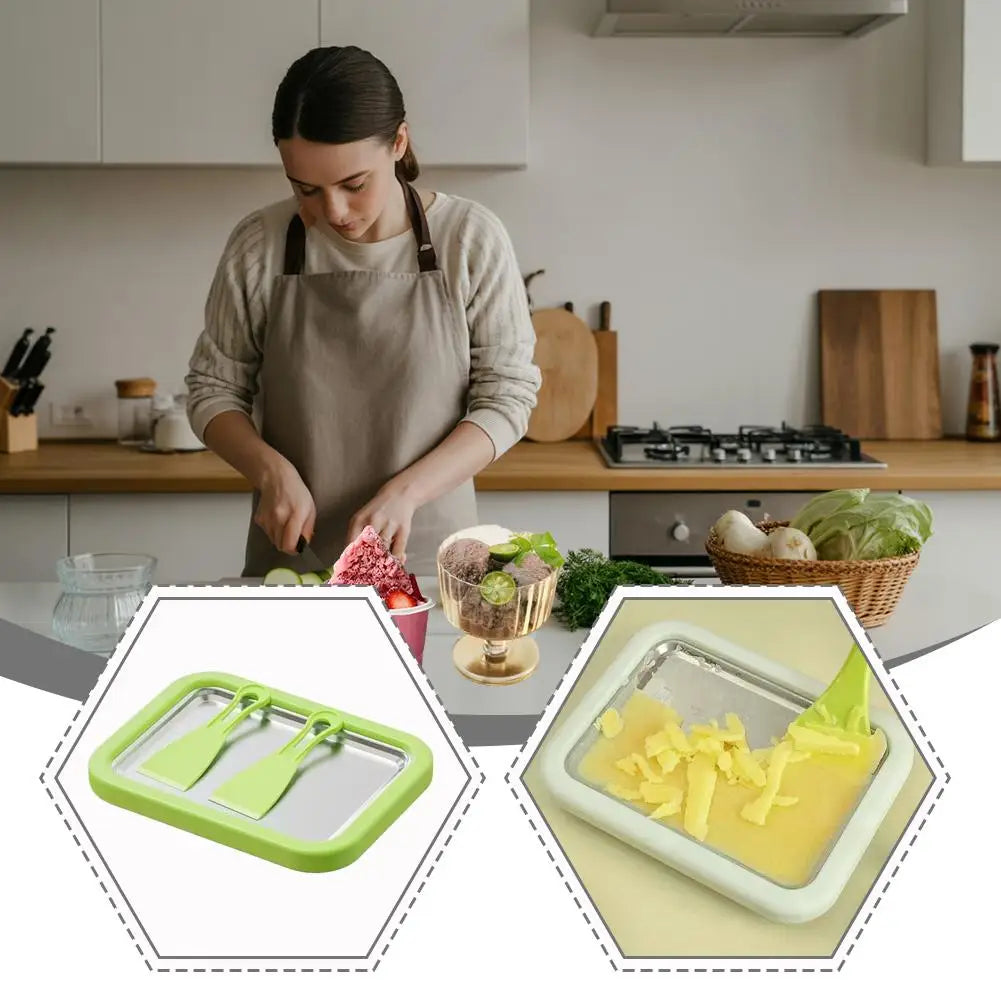 Household Small Stainless Steel Ice Stir Fry Machine - Spot Summer Yogurt Maker Children Homemade Yogurt Pudding Stir Fry Plate Peaceful Pleasures Health and Wellness