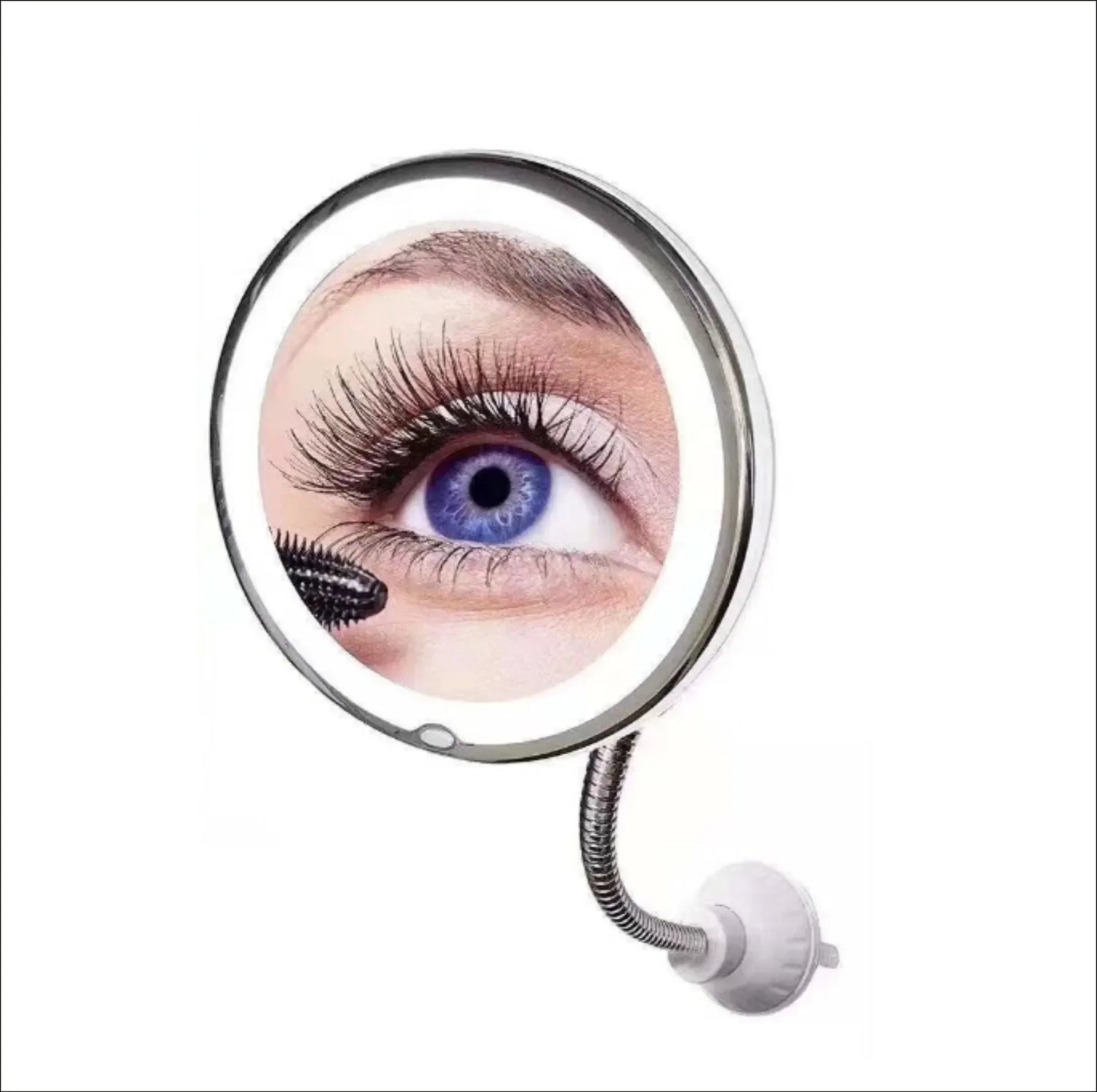 10X Magnifying Makeup Mirror | LED Light & Gooseneck Suction Cup