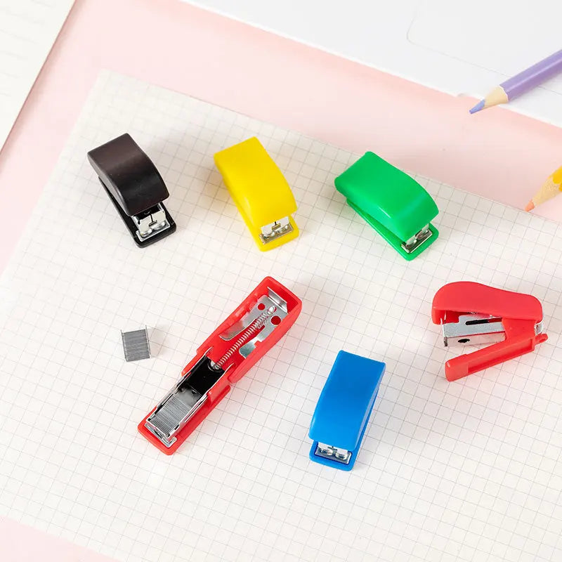 Mini Stapler Set for Office And School Manual Paper Book Binding with Random Color Staples Stationery for Binding stapler Peaceful Pleasures Health and Wellness black 1set
