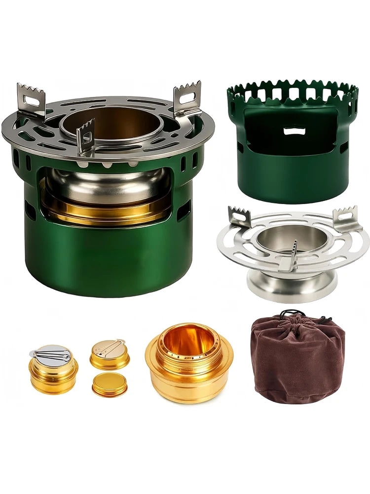 Mini Alcohol Stove Spirit Burner with Pot Stand, Portable Camping Stove,Outdoor Camping Burner for BBQ Cooking Picnic Peaceful Pleasures Health and Wellness WHITE