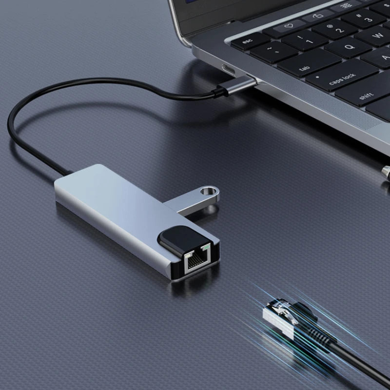 5/8Ports USB C Docking Station Type C to HDMI /RJ45 100M Splitter USB 3.0 5Gbps High Speed USB C HUB Adapter For Laptop Macbook Peaceful Pleasures Health and Wellness