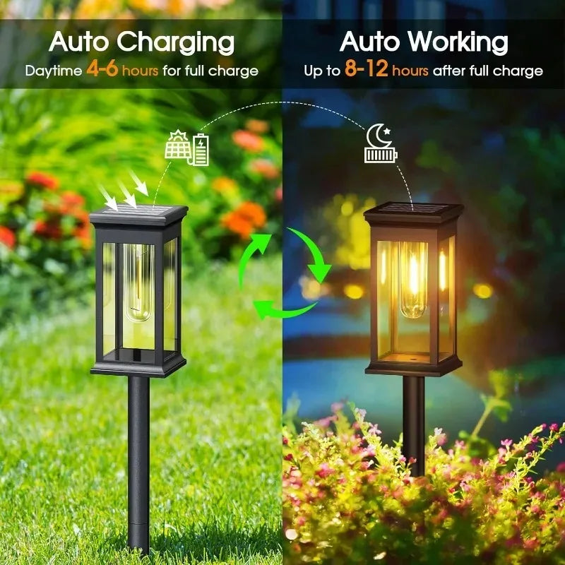 Solar Garden Spike Lights | Vintage Edison Bulb Outdoor Path Lamp