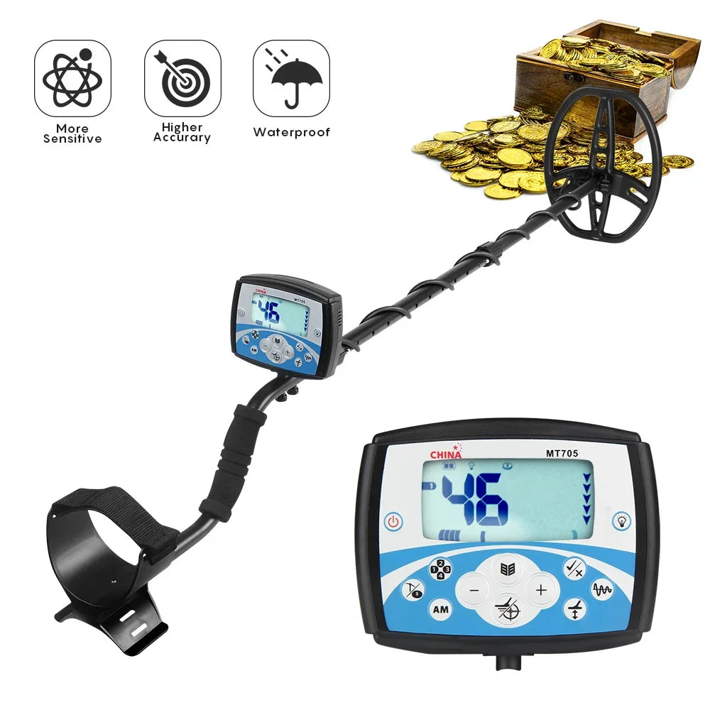 MT705 Professional Underground Metal Detector High Sensitivity Waterproof Search Coil Metal Detecting Tool Treasure Pinpointer Peaceful Pleasures Health and Wellness
