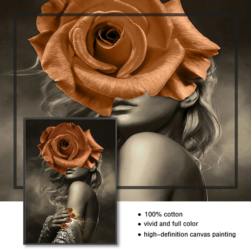 Nordic Floral Woman Canvas Wall Art | Scandinavian Abstract Print