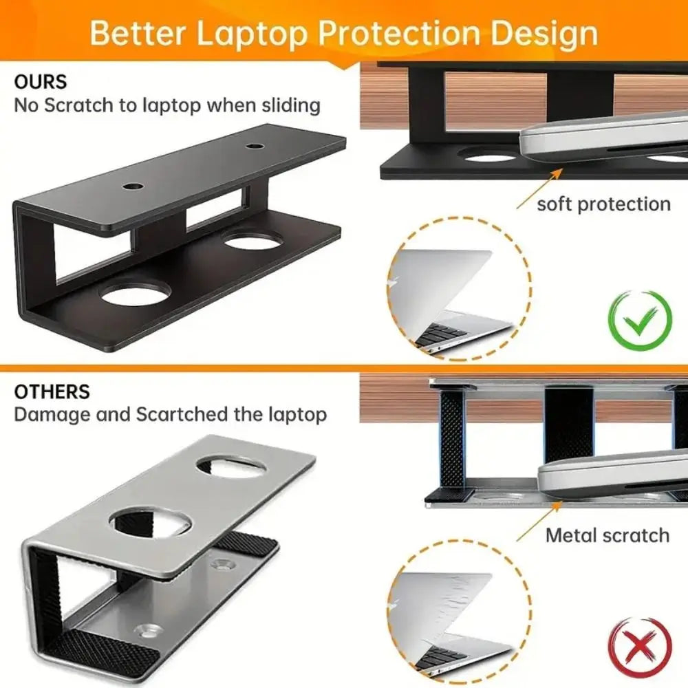 Heat Dissipation Laptop Mount Bracket Black Under Desk Laptop Storage Stand Multi-function Laptop Holder Keyboard Storage Laptop Peaceful Pleasures Health and Wellness