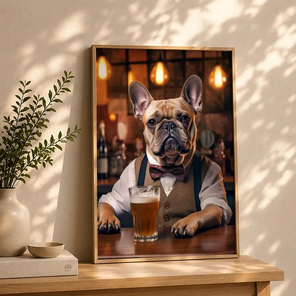 Art D-Dogs Cats at the PubS Poster HD Self Adhesive Waterproof Wall Art Ideal for Home Office Dorm Bedroom Great Gift Peaceful Pleasures Health and Wellness White14 21X30cmNoframe