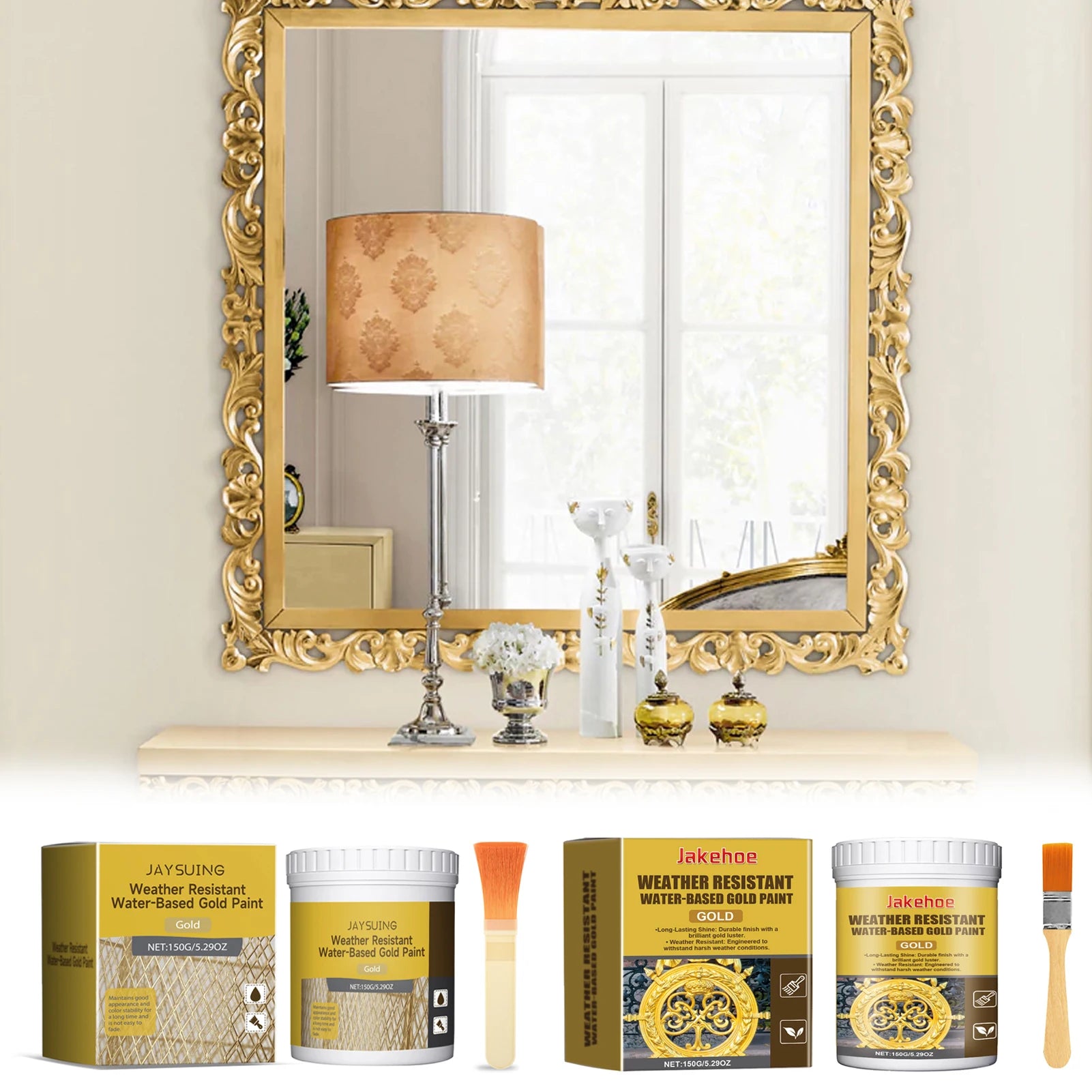 Water-Based Metallic Gold Paint | Outdoor Anti-Corrosion Finish Metallic Gold Paint Peaceful Pleasures Health and Wellness