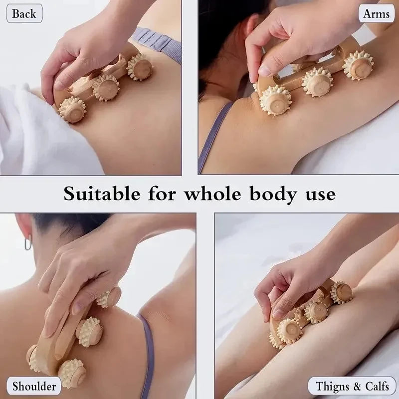 Wooden Massage Roller Tool, Manual Wooden Massager, 1 Pcs Wood Back Massage Roller for Neck Leg Back Deep Tissue Muscle Massage Peaceful Pleasures Health and Wellness