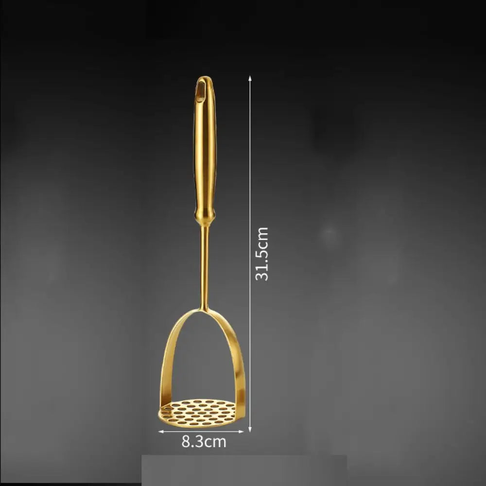 Gold Stainless Steel Potato Masher & Vegetable Press Tool